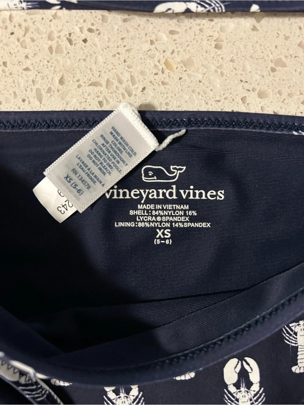 VINEYARD VINES Navy Bikini Set with White Lobster Print Size XS 5-6